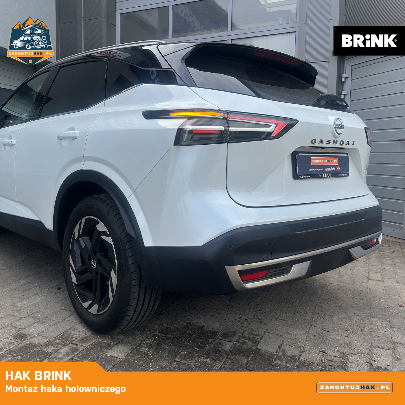 Nissan Qashqai po montażu haka Brink gotowy pod bagażnik rowerowy